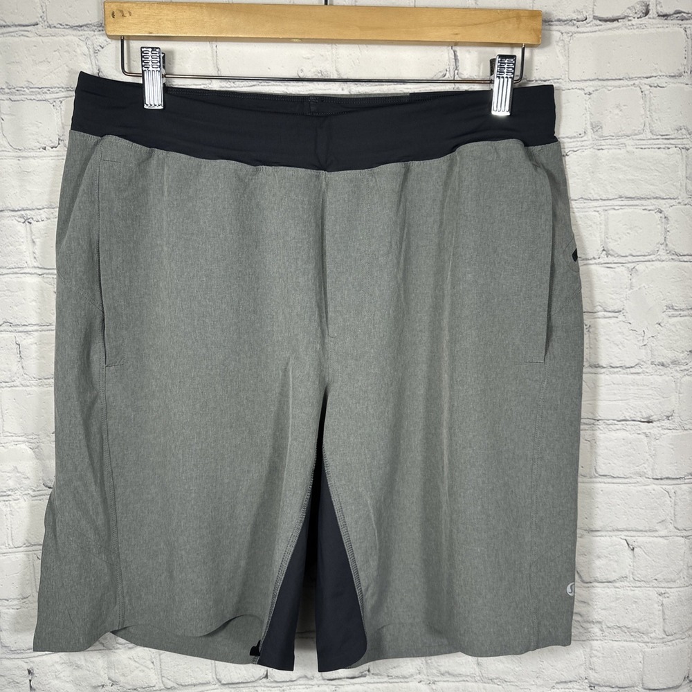 Lululemon Pace Breaker 9" Linerless Shorts Men Large Gray Black Athletic Running